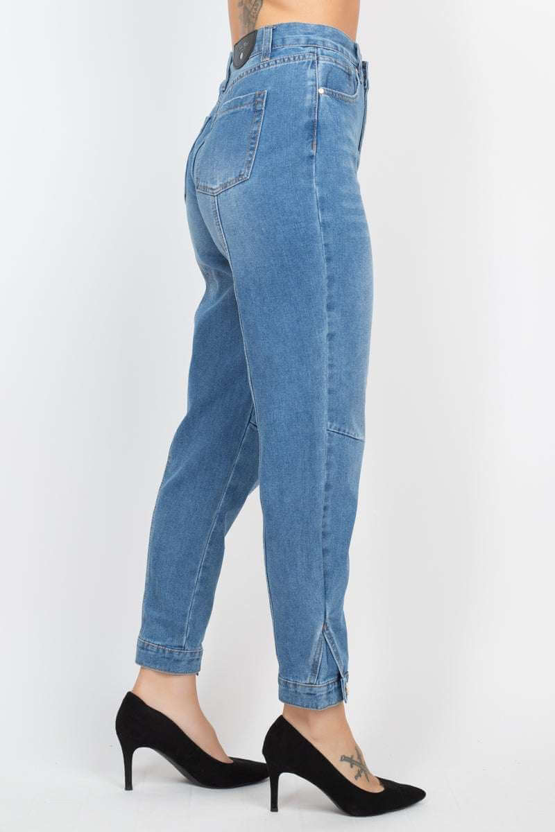 Cuffed-button Mom Jeans - The Diva Goddess