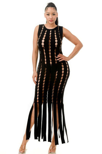 Cut Out Fringe Dress - The Diva Goddess