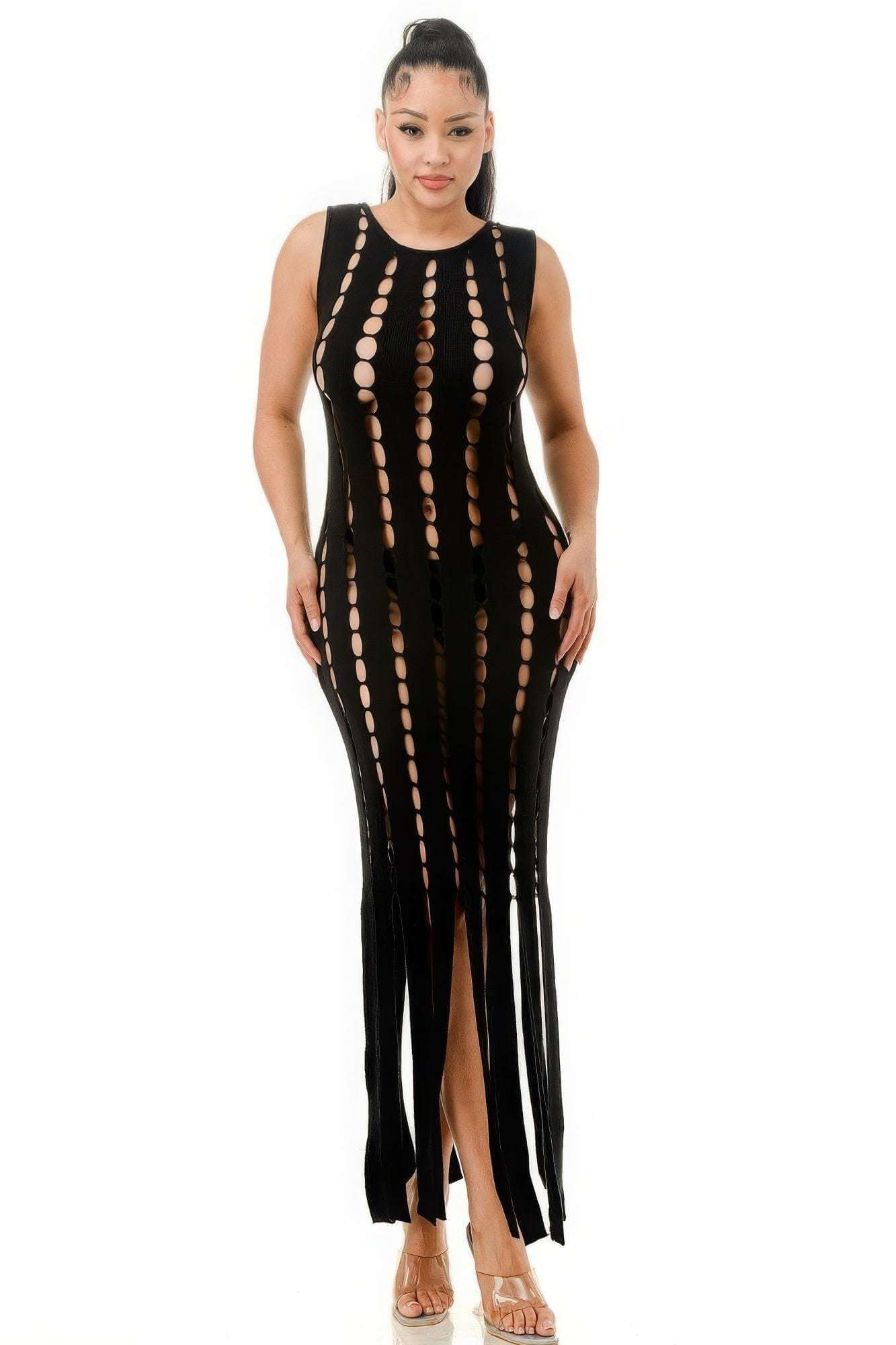 Cut Out Fringe Dress - The Diva Goddess