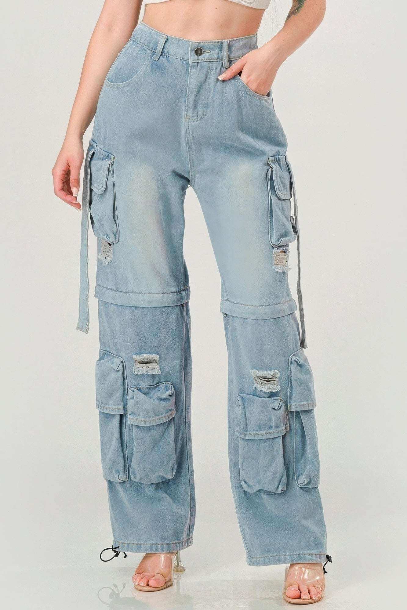 Denim Cargo Jeans - The Diva Goddess