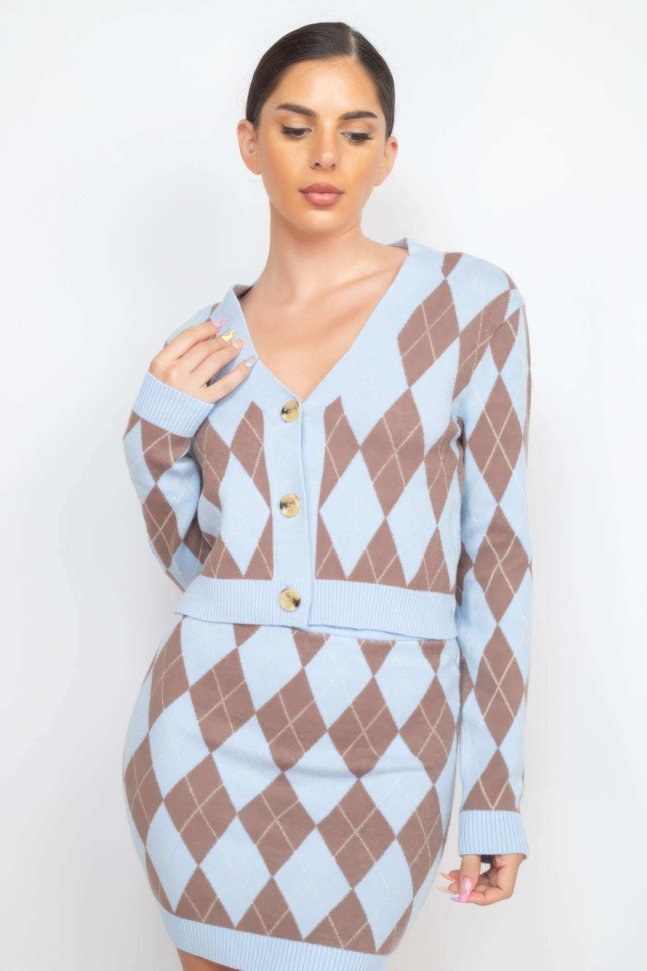 Diamond Button-front Cardigan Top - The Diva Goddess