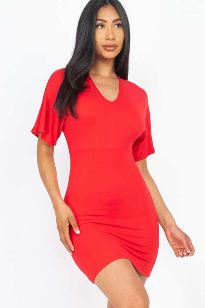 Dolman Sleeves Solid Mini Dress - The Diva Goddess