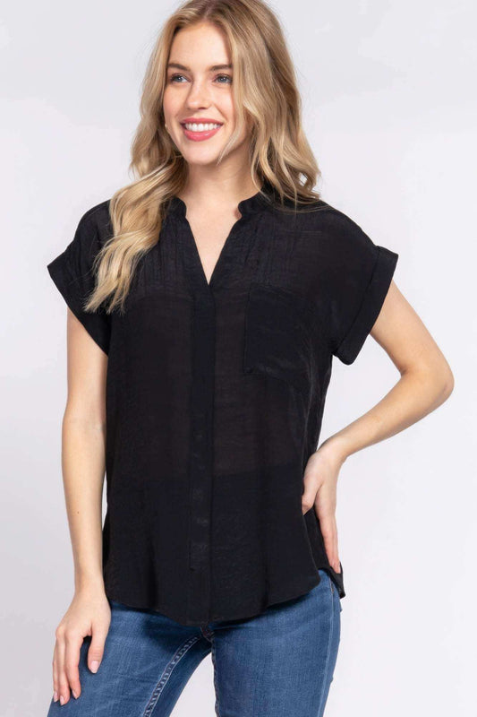 Dolman Slv Button Down Woven Top - The Diva Goddess