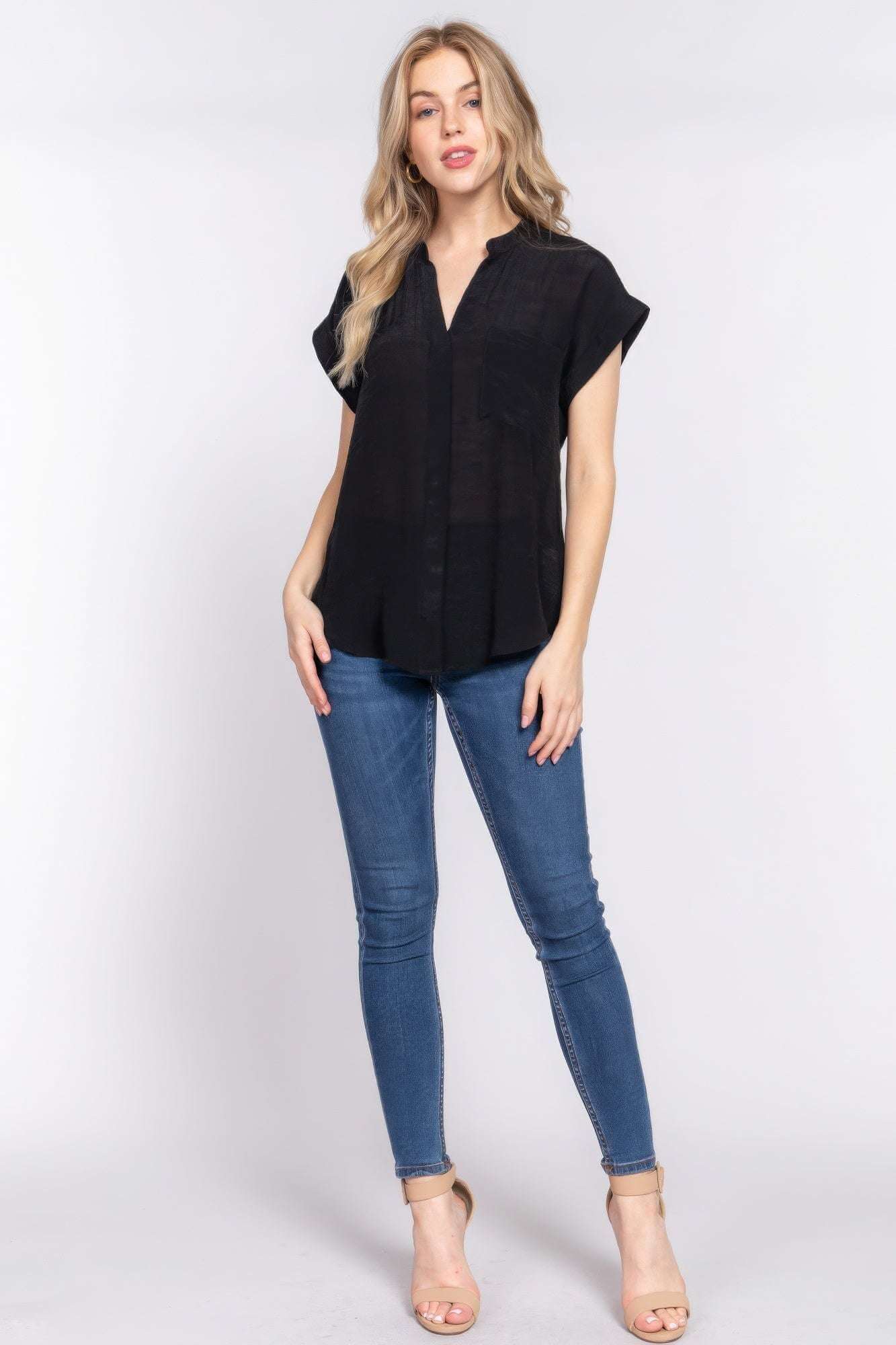 Dolman Slv Button Down Woven Top - The Diva Goddess