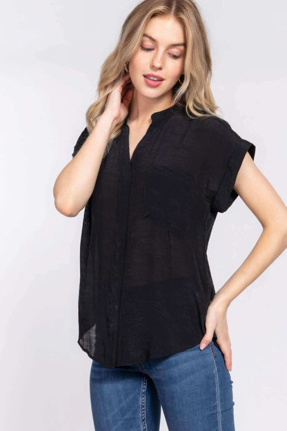 Dolman Slv Button Down Woven Top - The Diva Goddess