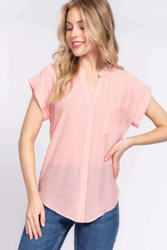 Dolman Slv Button Down Woven Top - The Diva Goddess