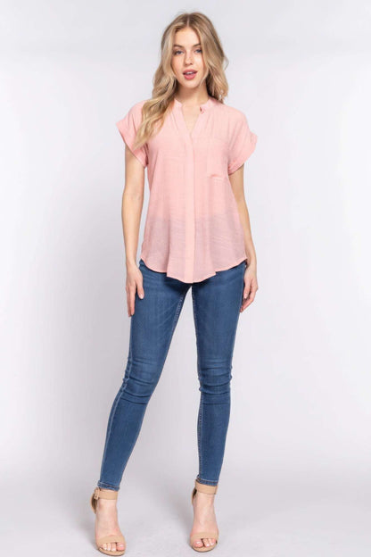 Dolman Slv Button Down Woven Top - The Diva Goddess