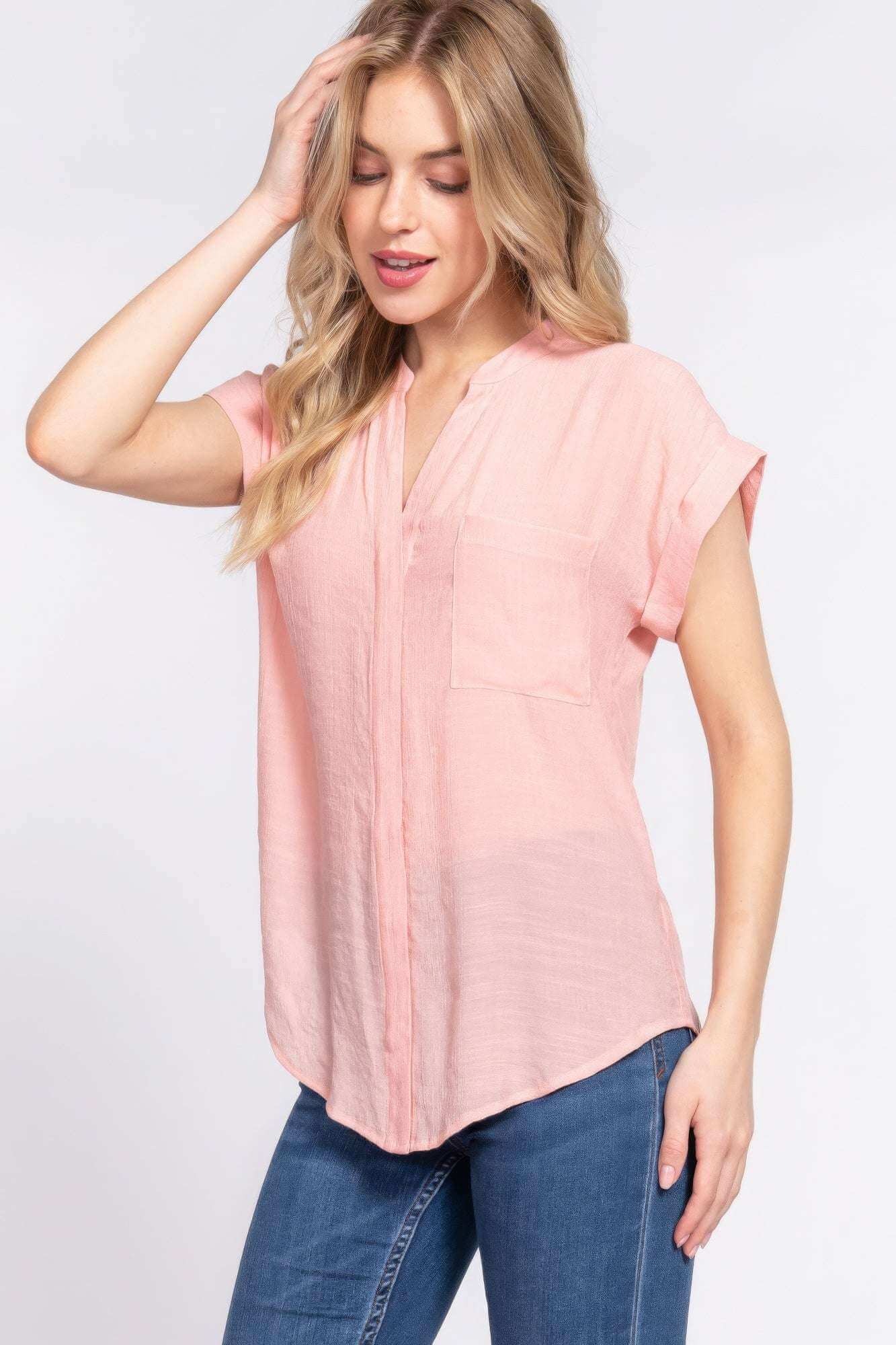 Dolman Slv Button Down Woven Top - The Diva Goddess