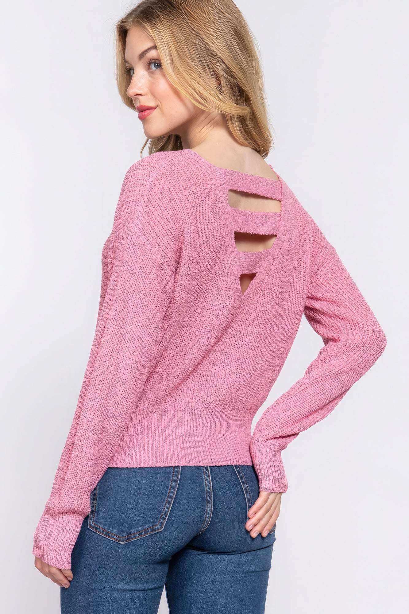 Dolman Slv Strappy Open Back Sweater - The Diva Goddess