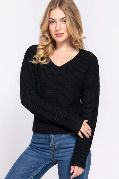 Dolman Slv Strappy Open Back Sweater - The Diva Goddess