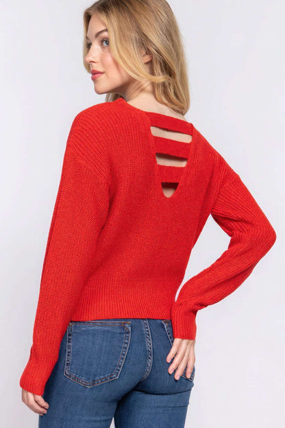 Dolman Slv Strappy Open Back Sweater - The Diva Goddess