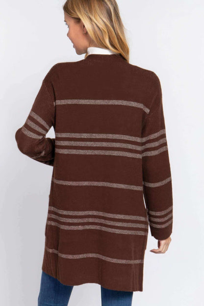 Dolman Slv Stripe Open Sweater Cardigan - The Diva Goddess