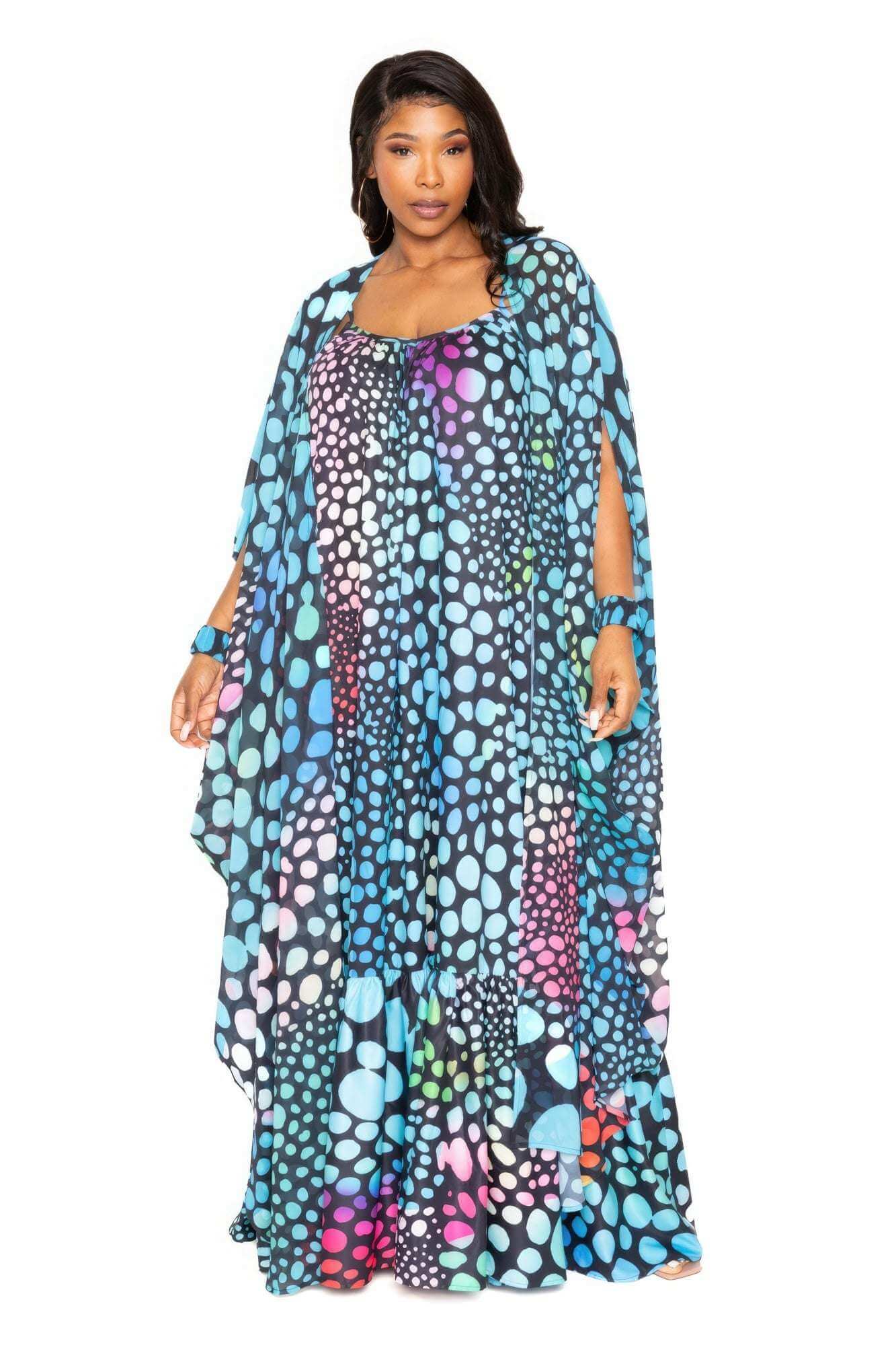 Dot Robe With Wrist Band - The Diva Goddess