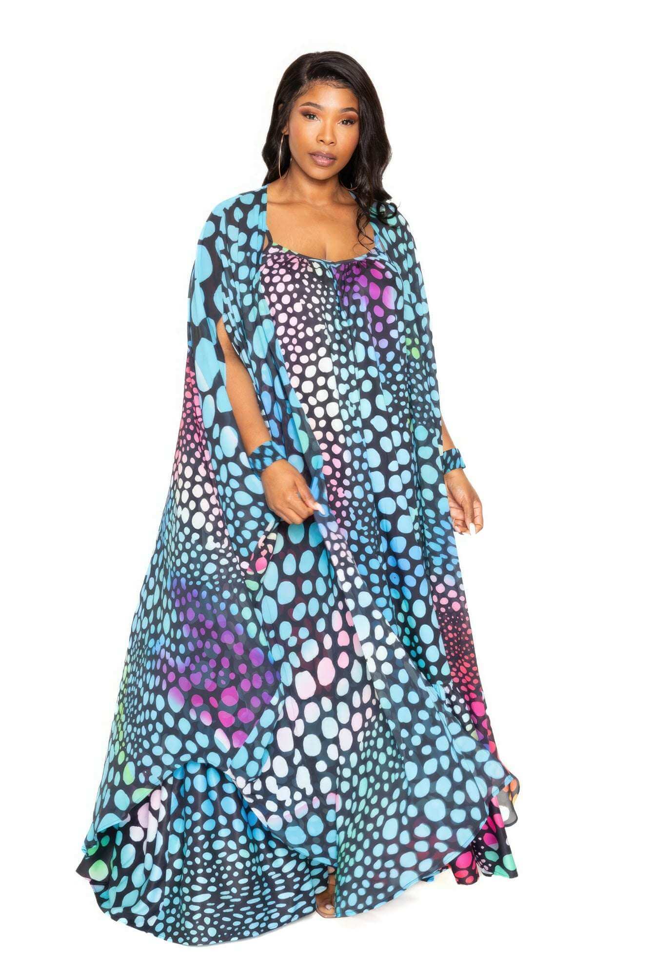 Dot Robe With Wrist Band - The Diva Goddess