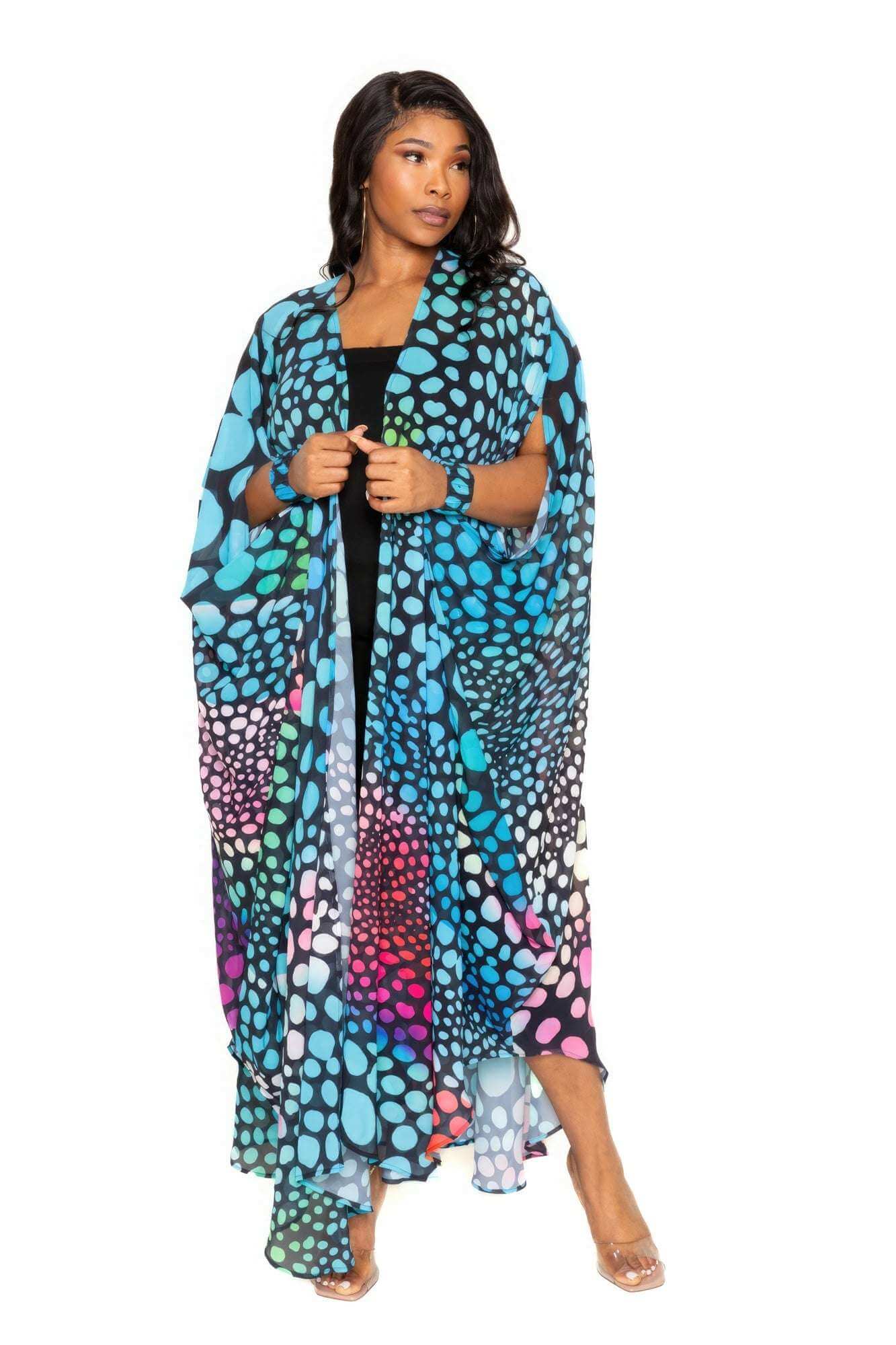 Dot Robe With Wrist Band - The Diva Goddess