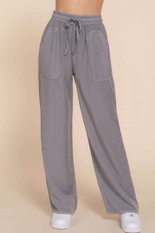 Elastic Waist Tencel Long Pants - The Diva Goddess