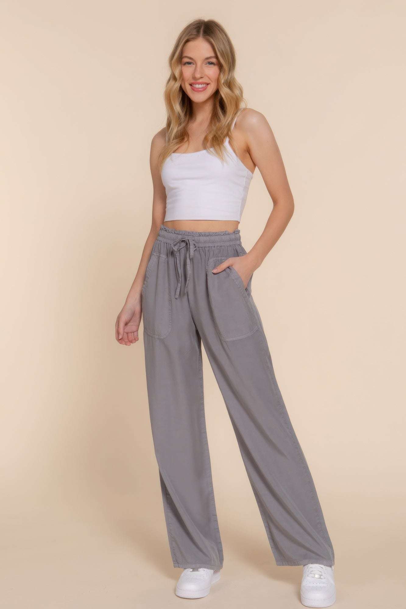 Elastic Waist Tencel Long Pants - The Diva Goddess