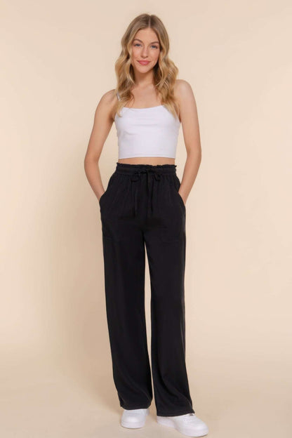 Elastic Waist Tencel Long Pants - The Diva Goddess