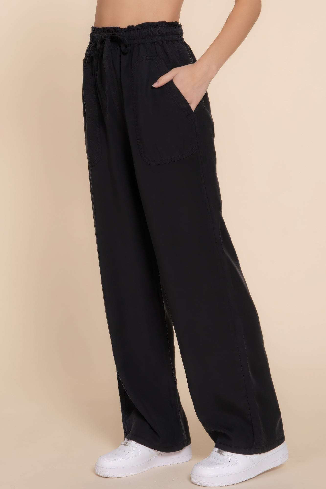 Elastic Waist Tencel Long Pants - The Diva Goddess