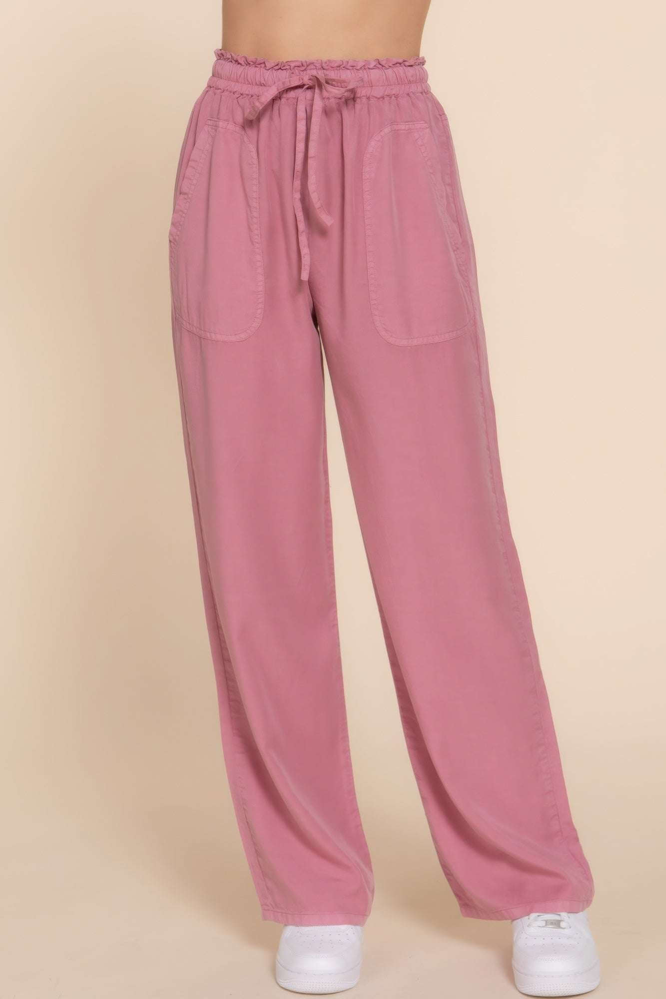 Elastic Waist Tencel Long Pants - The Diva Goddess