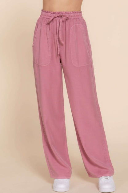 Elastic Waist Tencel Long Pants - The Diva Goddess