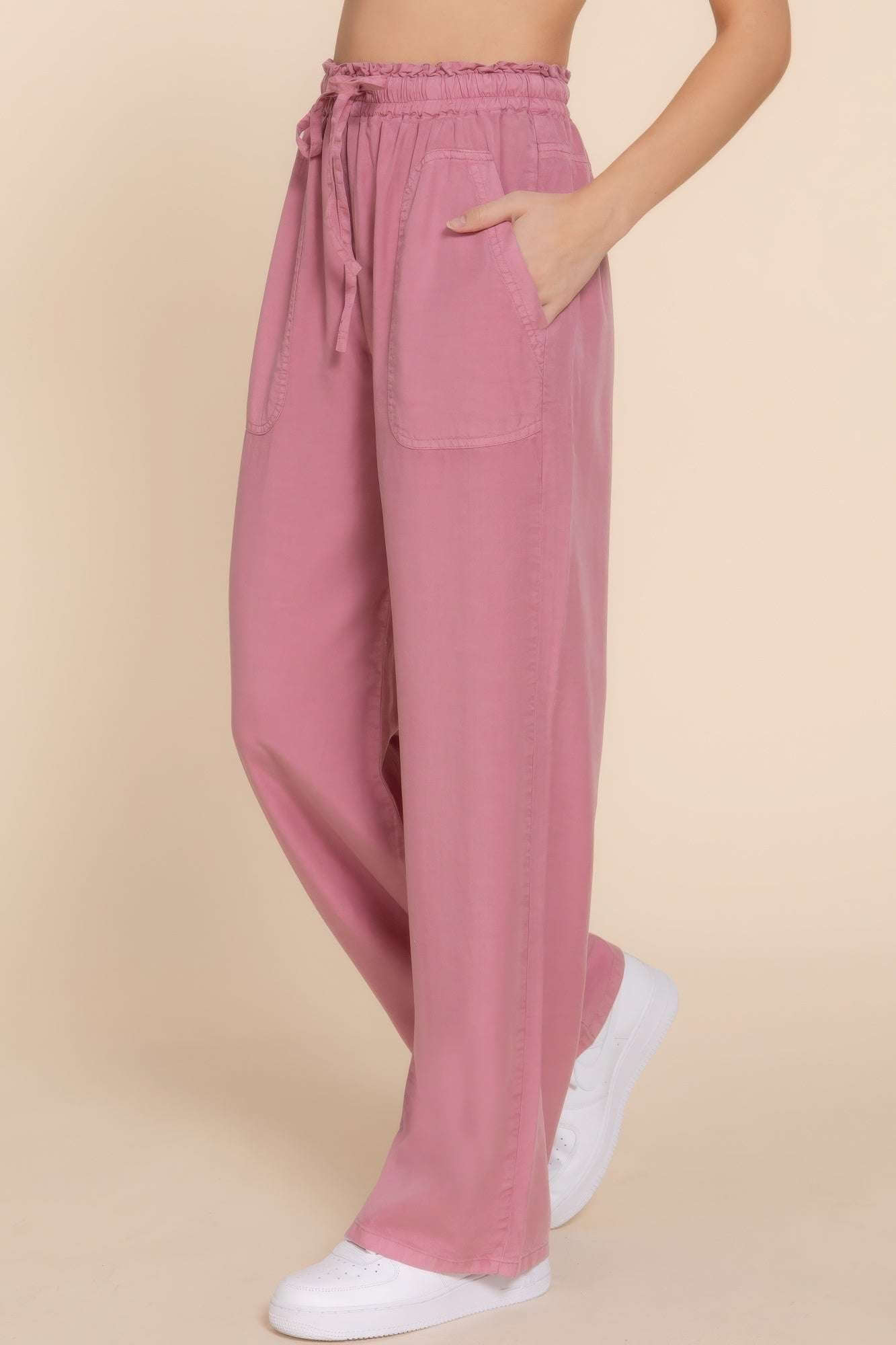 Elastic Waist Tencel Long Pants - The Diva Goddess