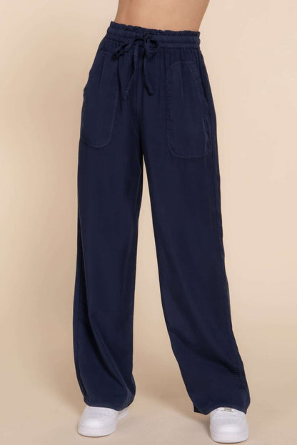 Elastic Waist Tencel Long Pants - The Diva Goddess