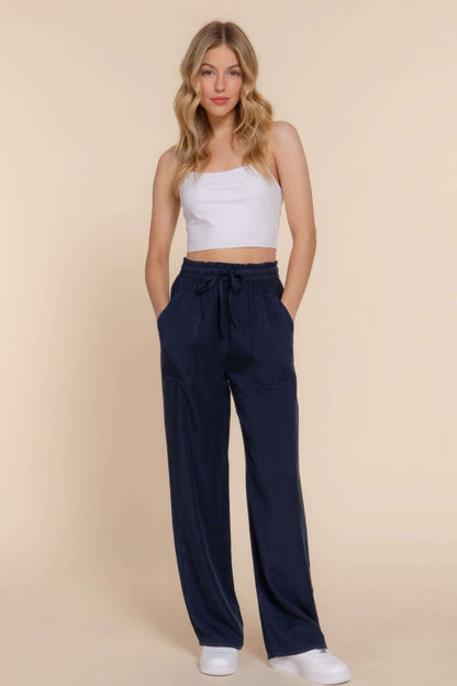 Elastic Waist Tencel Long Pants - The Diva Goddess