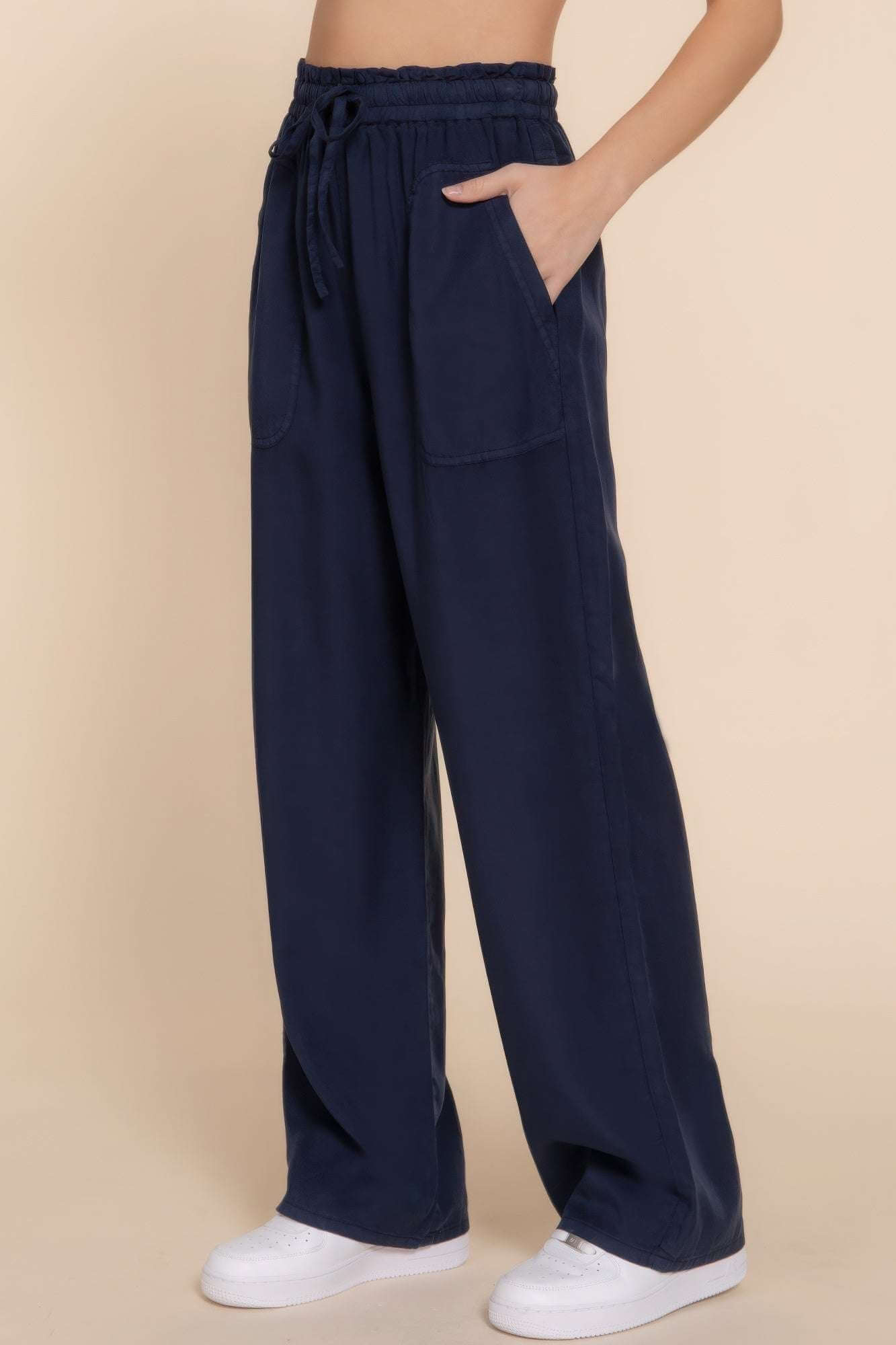 Elastic Waist Tencel Long Pants - The Diva Goddess