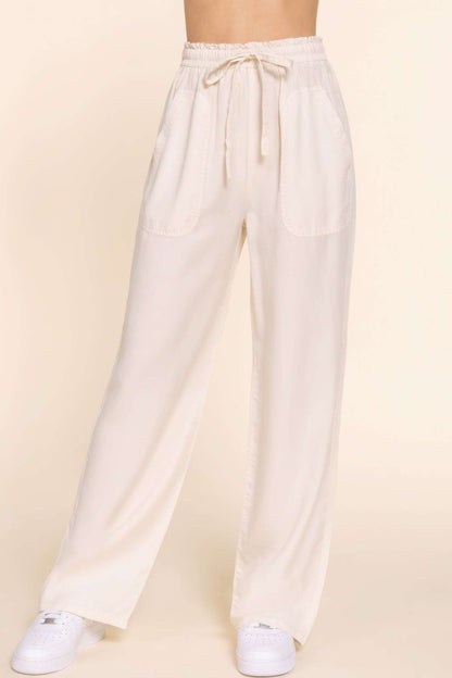 Elastic Waist Tencel Long Pants - The Diva Goddess