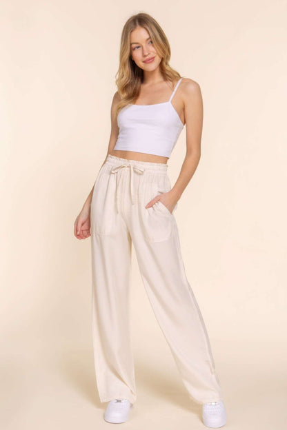 Elastic Waist Tencel Long Pants - The Diva Goddess