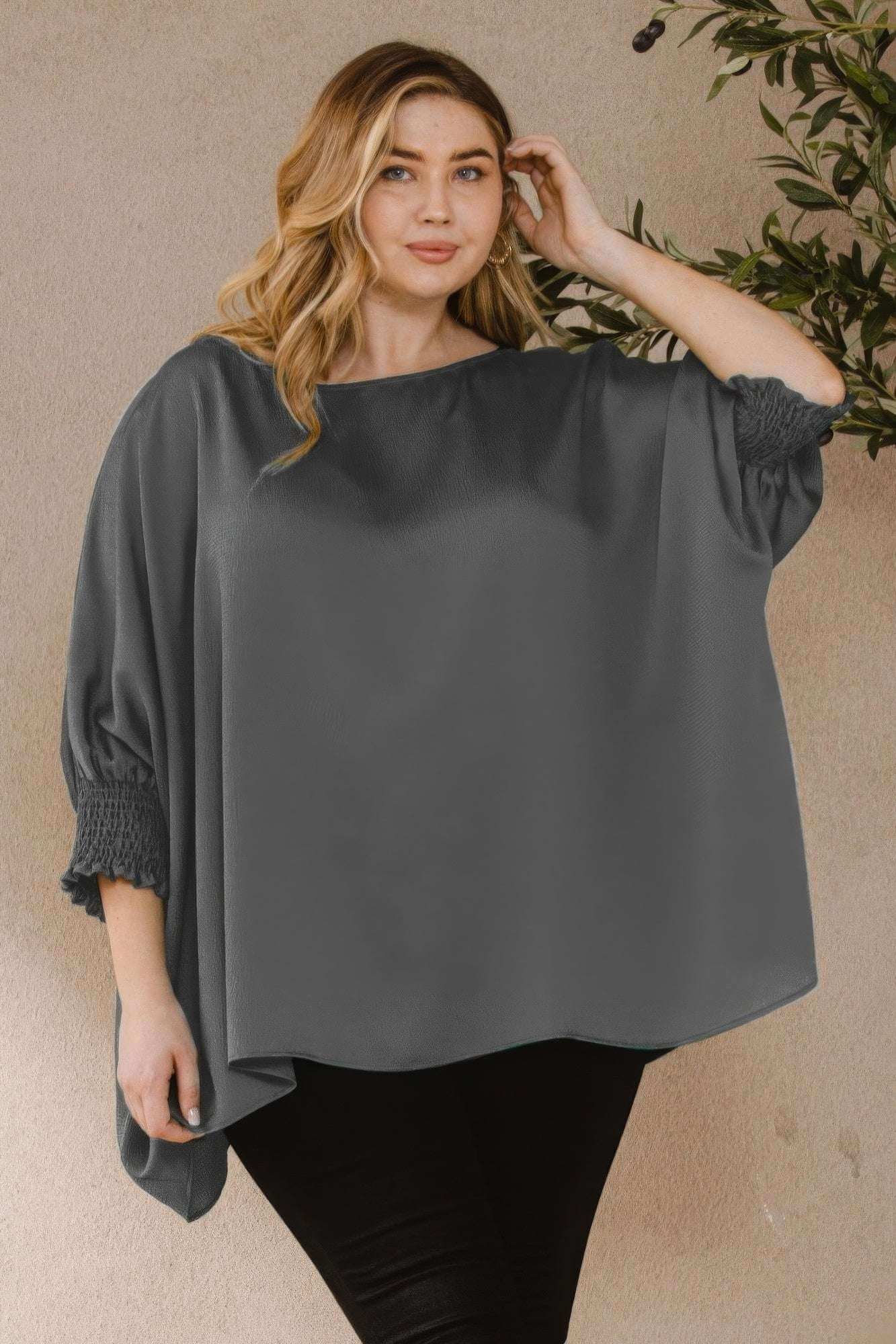 Boatneck 3/4 Sleeve Blouse - The Diva Goddess