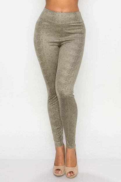 Embossed Snake Print Top And Leggings Set - The Diva Goddess