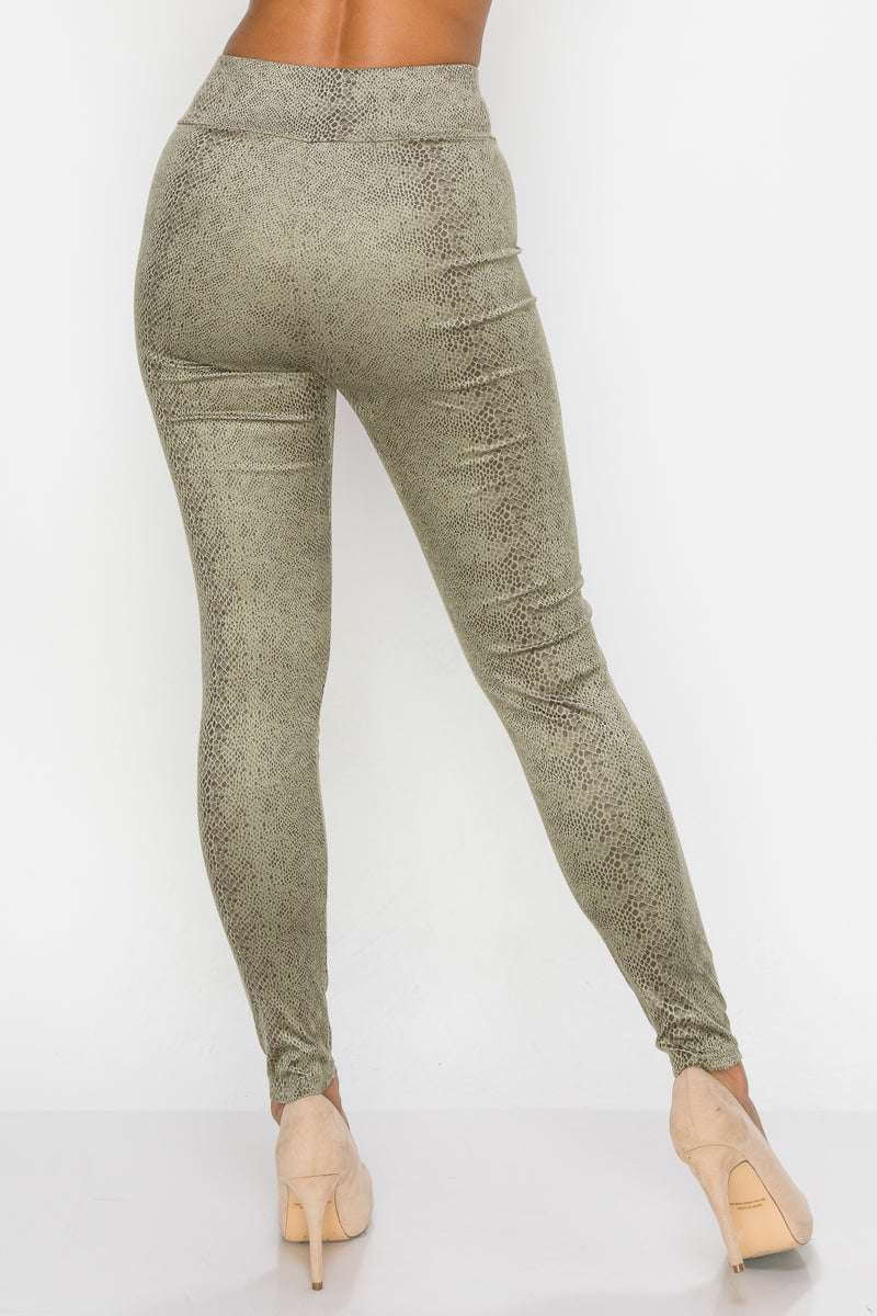 Embossed Snake Print Top And Leggings Set - The Diva Goddess