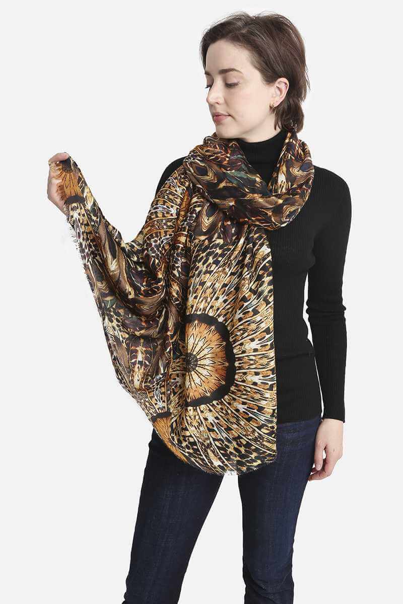 Fashion Feather Print Skinny Scarf - The Diva Goddess