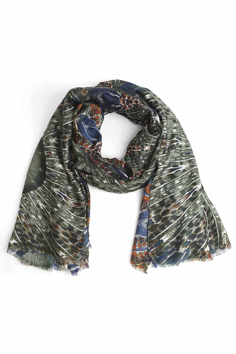 Fashion Feather Print Skinny Scarf - The Diva Goddess