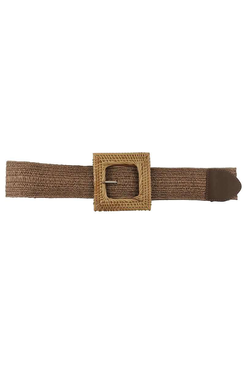 Fashion Square Straw Buckle Belt - The Diva Goddess