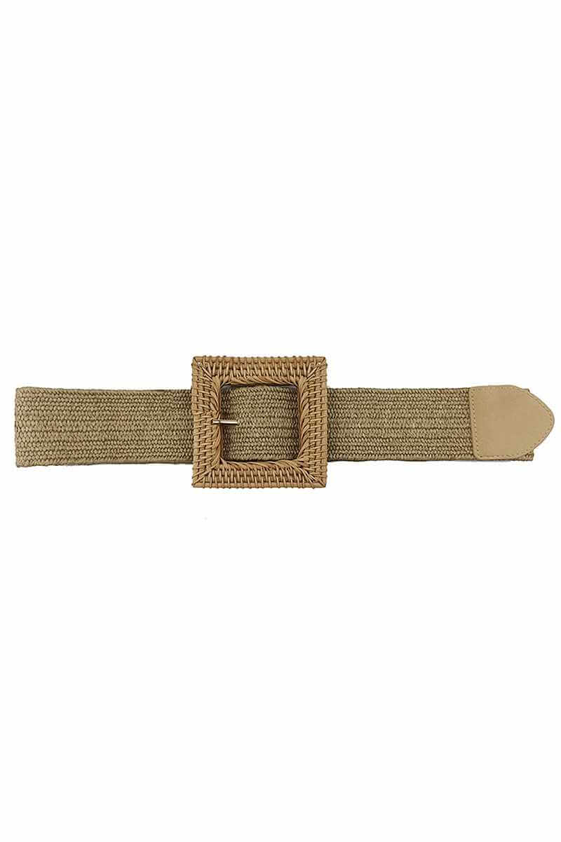 Fashion Square Straw Buckle Belt - The Diva Goddess