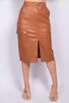 Faux Leather High-rise Cargo Skirt - The Diva Goddess