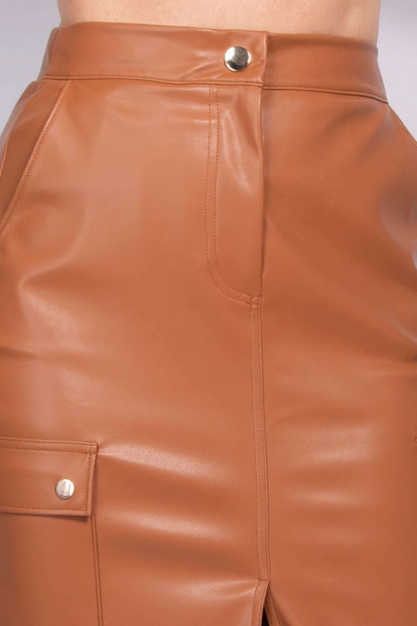 Faux Leather High-rise Cargo Skirt - The Diva Goddess