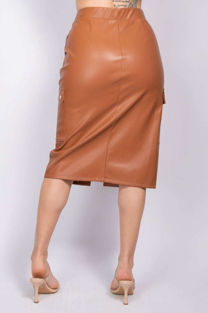 Faux Leather High-rise Cargo Skirt - The Diva Goddess