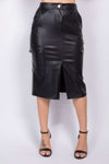 Faux Leather High-rise Cargo Skirt - The Diva Goddess