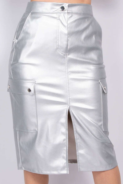 Faux Leather High-rise Cargo Skirt - The Diva Goddess