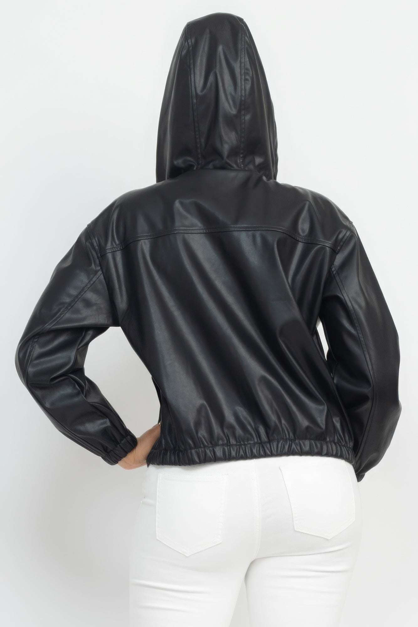 Faux Leather Hoodie Jacket - The Diva Goddess