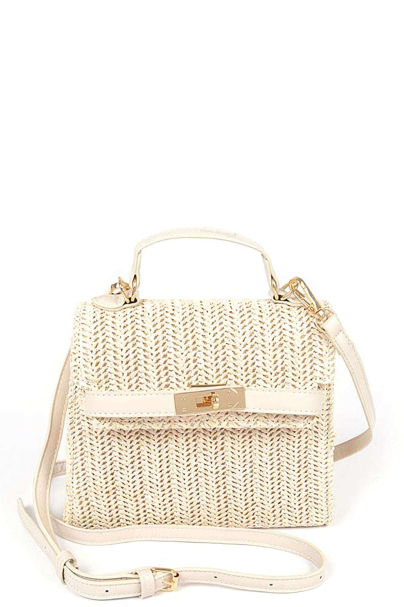 Faux Straw Top Handle Clutch - The Diva Goddess