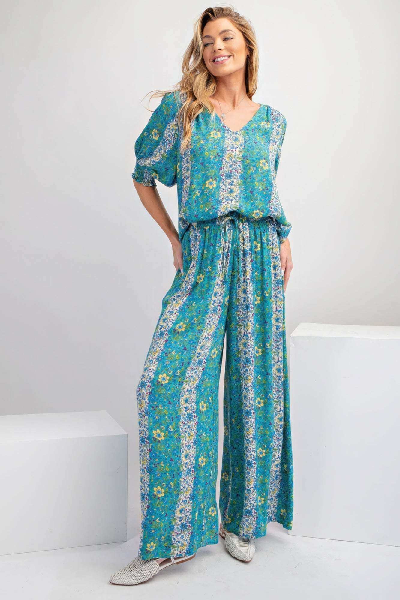 Floral Print Gauze Palazzo Pants - The Diva Goddess