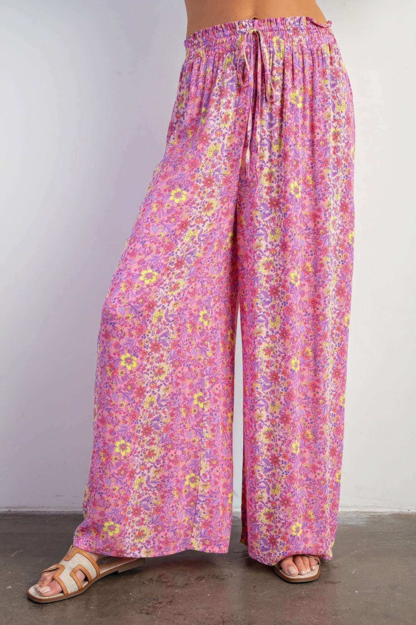 Floral Print Gauze Palazzo Pants - The Diva Goddess