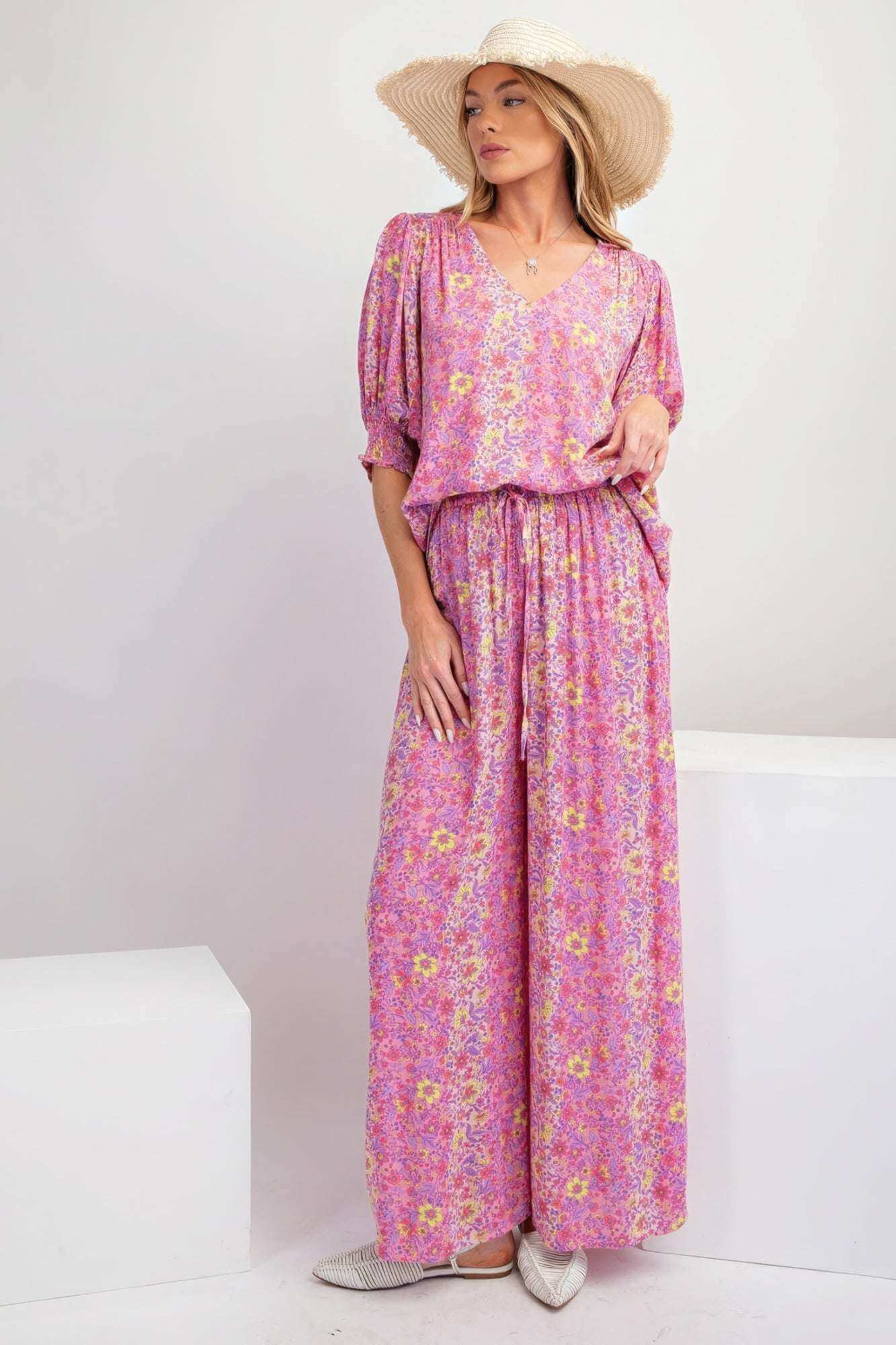 Floral Print Gauze Palazzo Pants - The Diva Goddess