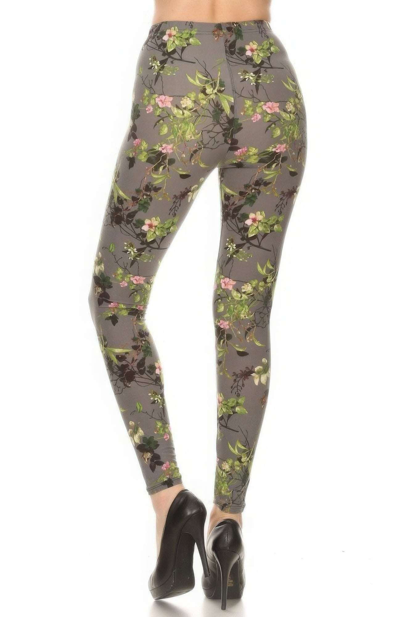 Floral Printed High Waisted Leggings With An Elastic Waist - The Diva Goddess