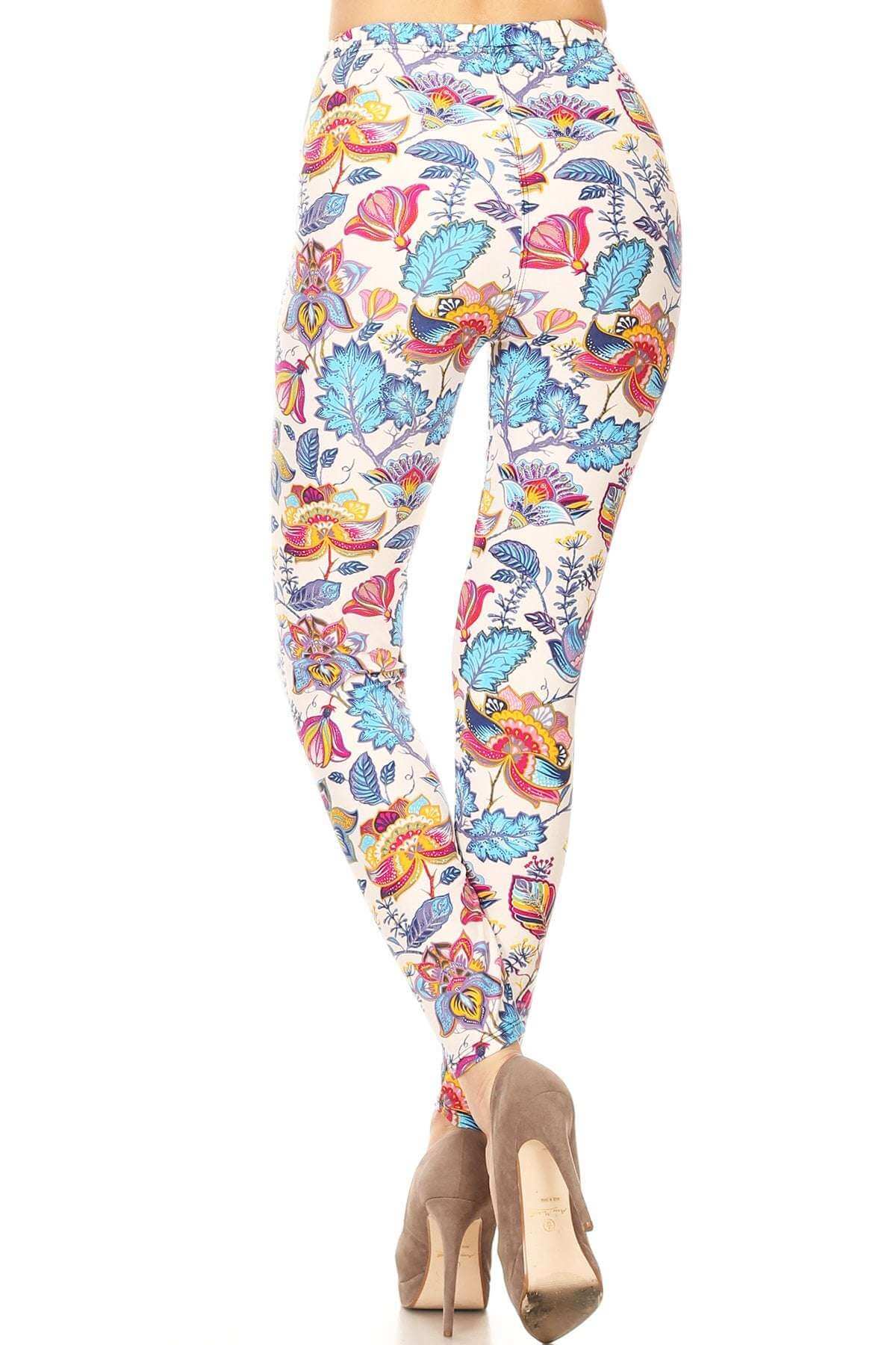 Floral Printed Lined Knit Legging With Elastic Waistband - The Diva Goddess